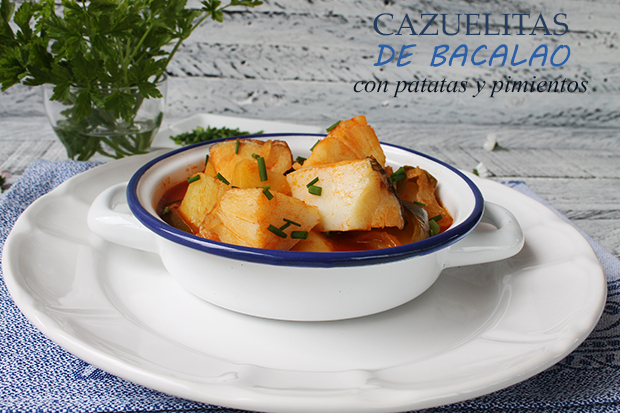 CAKUELITAS DE COD WITH POTATOES AND PEPPERS